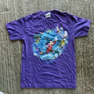 VINTAGE 90S DISNEY WORLD MICKEY MOUSE T-SHIRT PUPLE WHERE MAGIC LIVES MENS SMALL